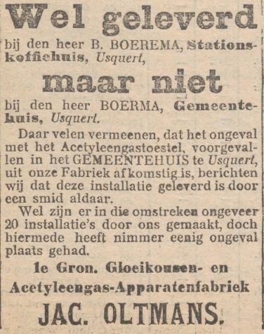 ontploffing usquert- ontkenning fabrikant in 1903.